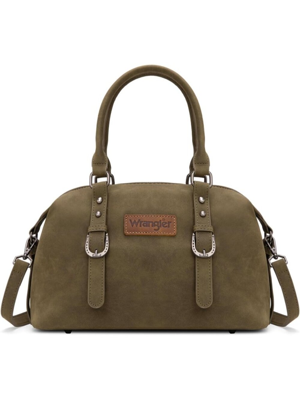 Women's 01 Green Vegan Leather Zipper Top Handle Hobo Shoulder Satchel Handbag